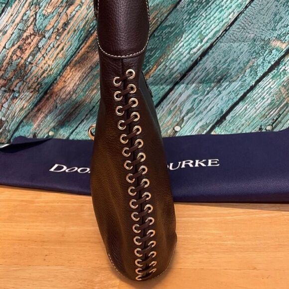 DOONEY AND BOURKE BROWN LEATHER WOVEN DETAILS GOLD HARDWARE - Picture 11 of 15